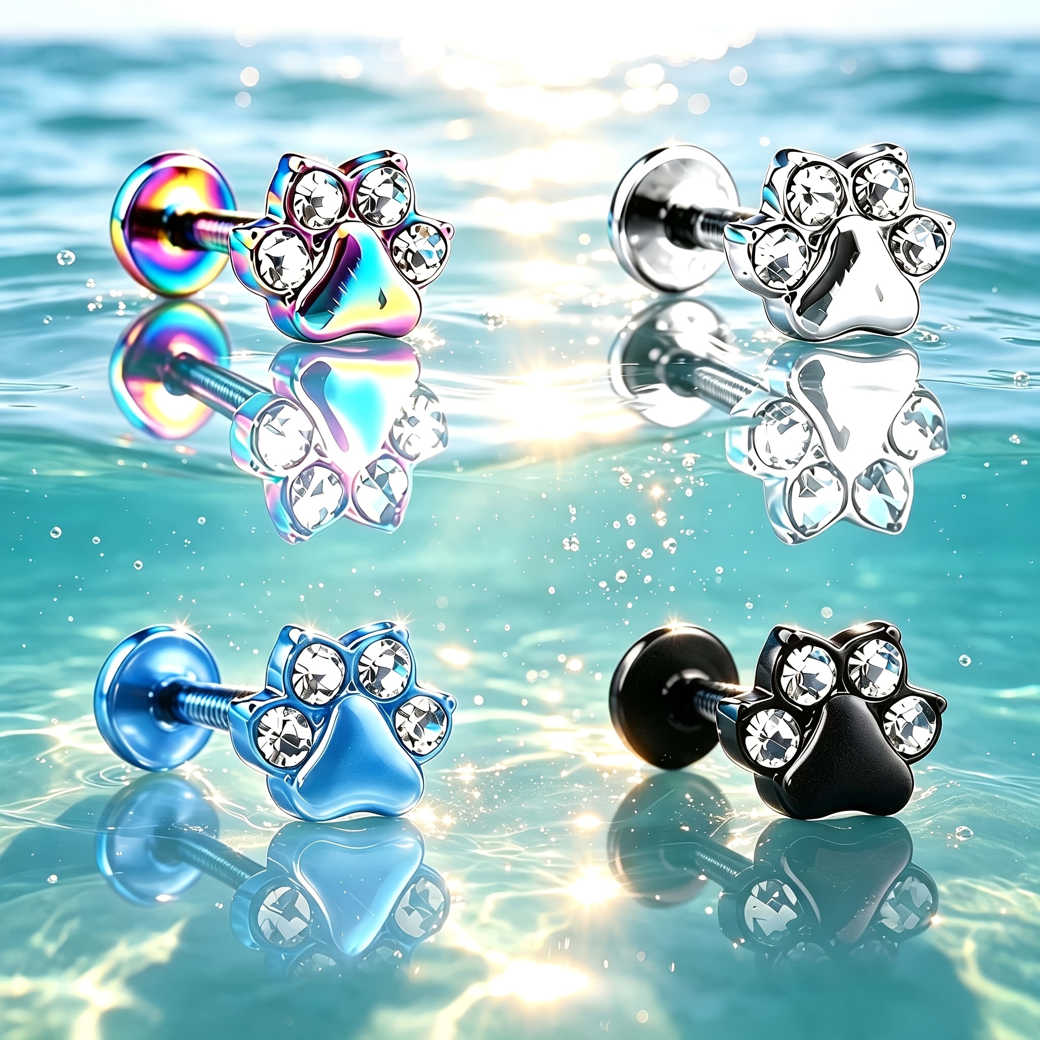 Cat Paw Design Ear Cartilage Stud, Adorable Look